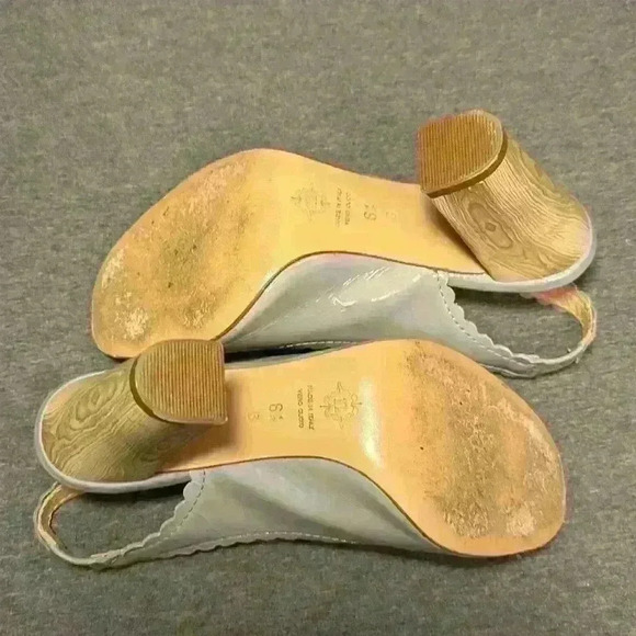 Nanette Lepore Scalloped Open Toe Gray Patent Leather Pump Women’s Size 6.5 - Picture 6 of 14